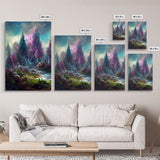 High Fantasy Forest Wall Art, Panoramic Art, Fantasy RPG Concept Art, 3 Piece Wall Art, Ready To Hang Canvas Print