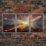 Galaxy Full of Stars, Pixel Space Art, Pixel Art, 3 piece wall art, 3 piece canvas, unique colorful living room wall art