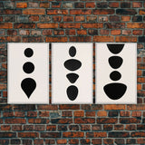 3 Piece Framed Canvas Wall Art Abstract Geometric Shapes, Triptych Wall Decor, Cool Kitchen Art, Above Sofa Art, Unique Art