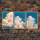 Cloud Wall Art Triptych 3 Piece Set Blue Wall Art Abstract Art Print Minimalist Wall Art Indigo Art Maximalist Deco Sky Wall Art Sky Print