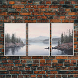 Beautiful Pacific Northwest Landscape, 3 Piece Framed Canvas Print Set, Washington Seattle Landscape Painting, PNW Decor, Oregon Art