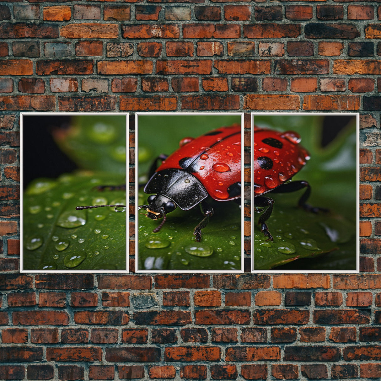 Lady Bug Wall Art, Insect Art Print, Nature Art, Canvas Print, Wall Art, 3 Piece Wall Art, Dorm Room Art, Living Room Prints, Office Prints