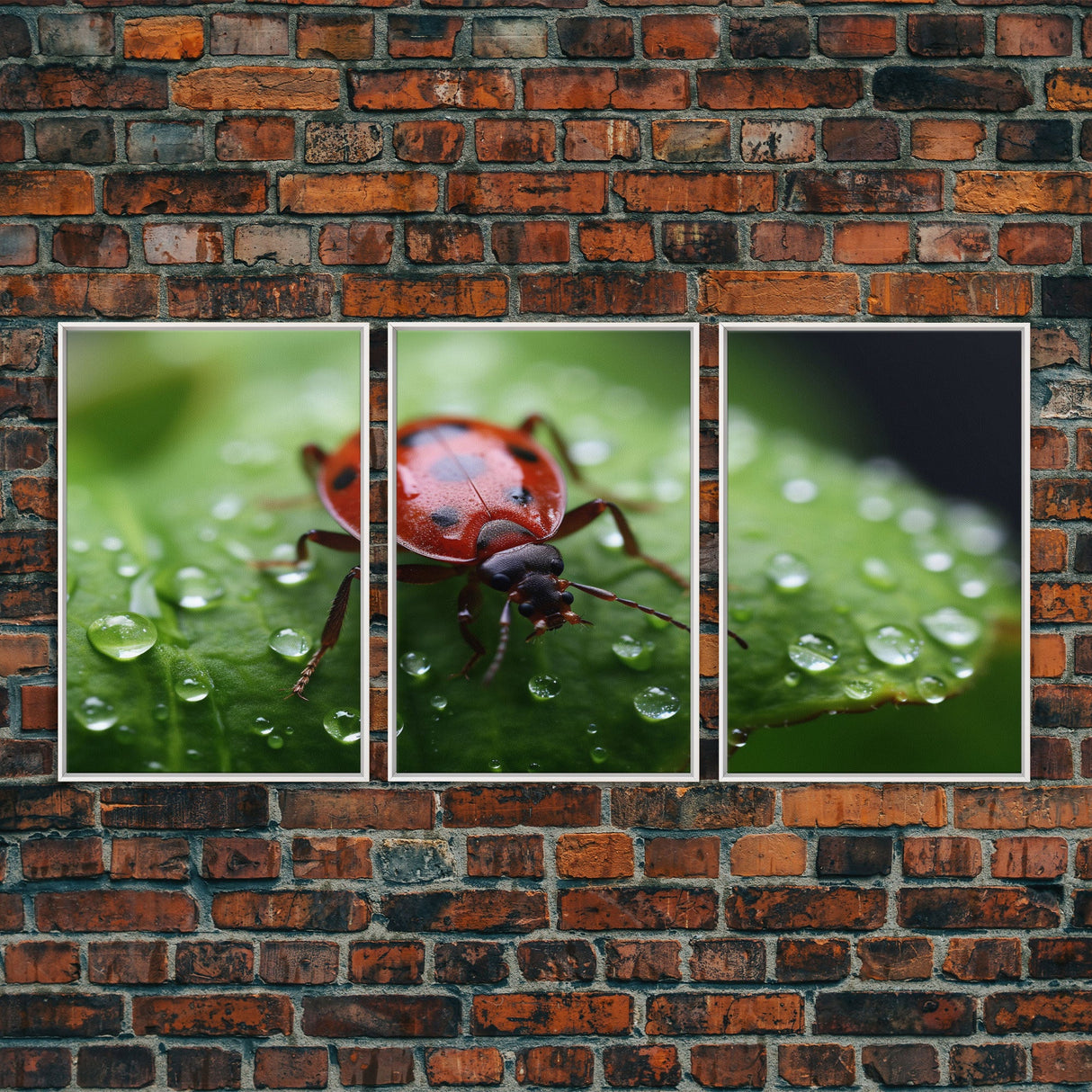 Insect Art Print, Nature Art, Lady Bug Wall Art, Canvas Print, Wall Art, 3 Piece Wall Art, Country Home Wall Art, Apartment Wall Decor