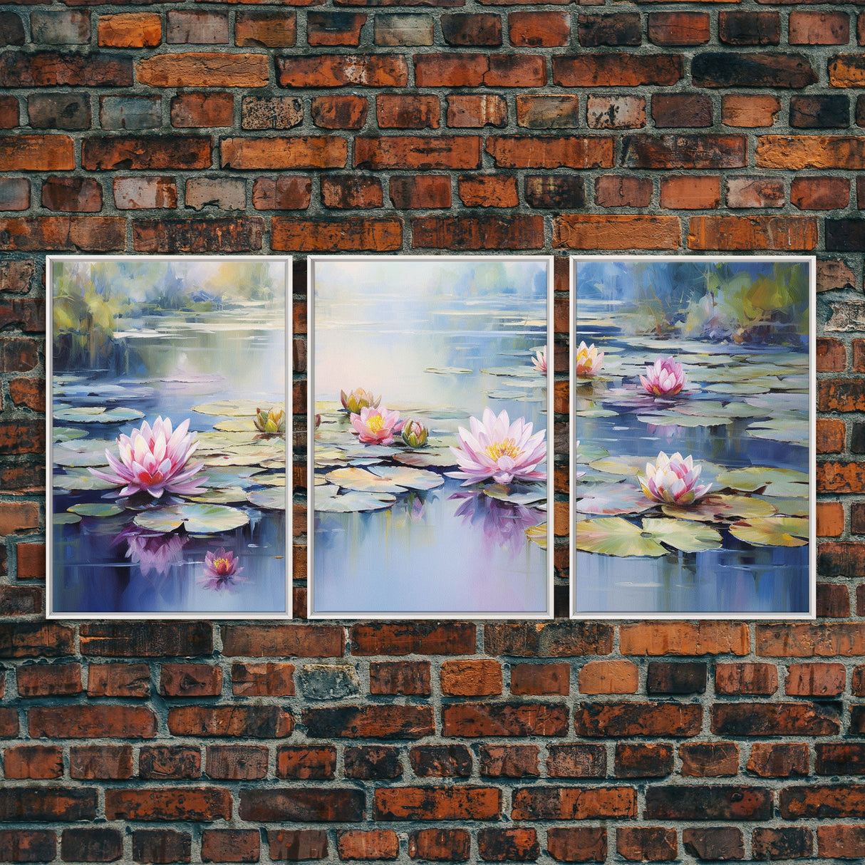 Lake Wall Art, Water Lily Art, Lotus Wall Print, Canvas Print, Wall Art, 3 Piece Wall Art, Home Wall Decor, Country Home Decor, Ranch Decor