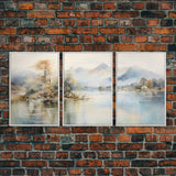 Lake Wall Art, Mountains Print, Landscape Wall Art, Nature Art, Canvas Print, Wall Art, 3 Piece Wall Art, College Dorm Decor, Office Prints