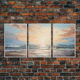 Beach Wall Art, Seascape Print, Sunset Wall Art, Canvas Print, Wall Art, 3 Piece Wall Art, Beach House Wall Decor, Home Office Art, RV Decor