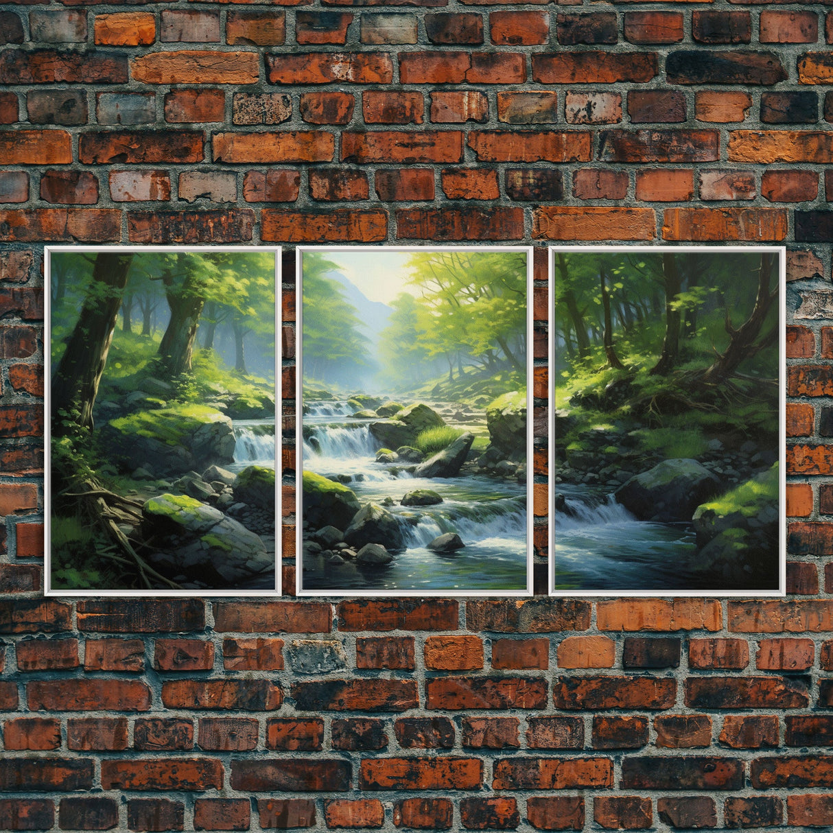 Forest Wall Art, Waterfalls Print, Landscape Print, Canvas Print, Set Of 3 Prints, Wall Art, 3 Piece Wall Art, Home Office Art, Office Decor