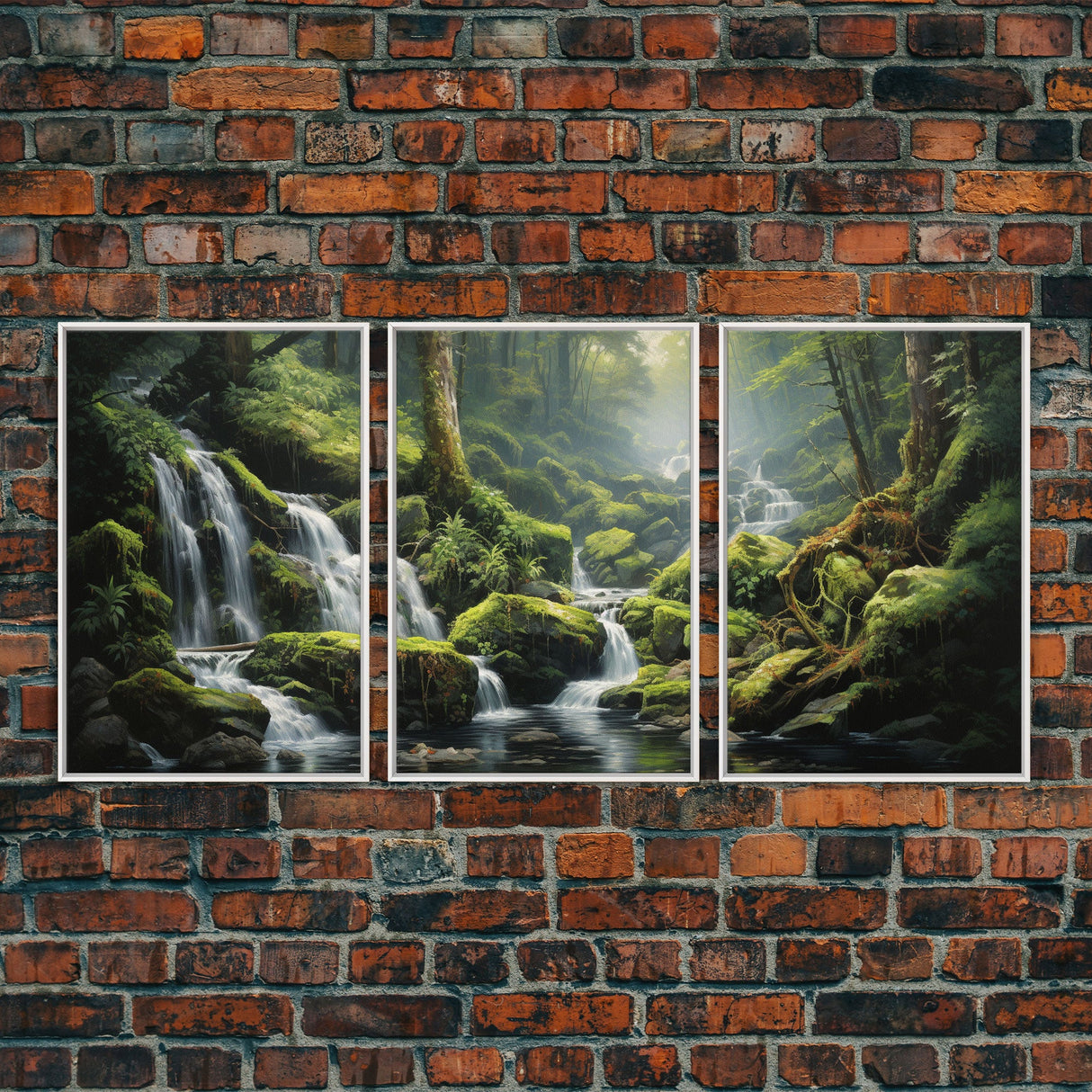 Waterfalls Wall Art, Forest Wall Print, Nature Print, Landscape Art, Canvas Print, Wall Art, 3 Piece Wall Art, Family Gift, Bookshelf Decor