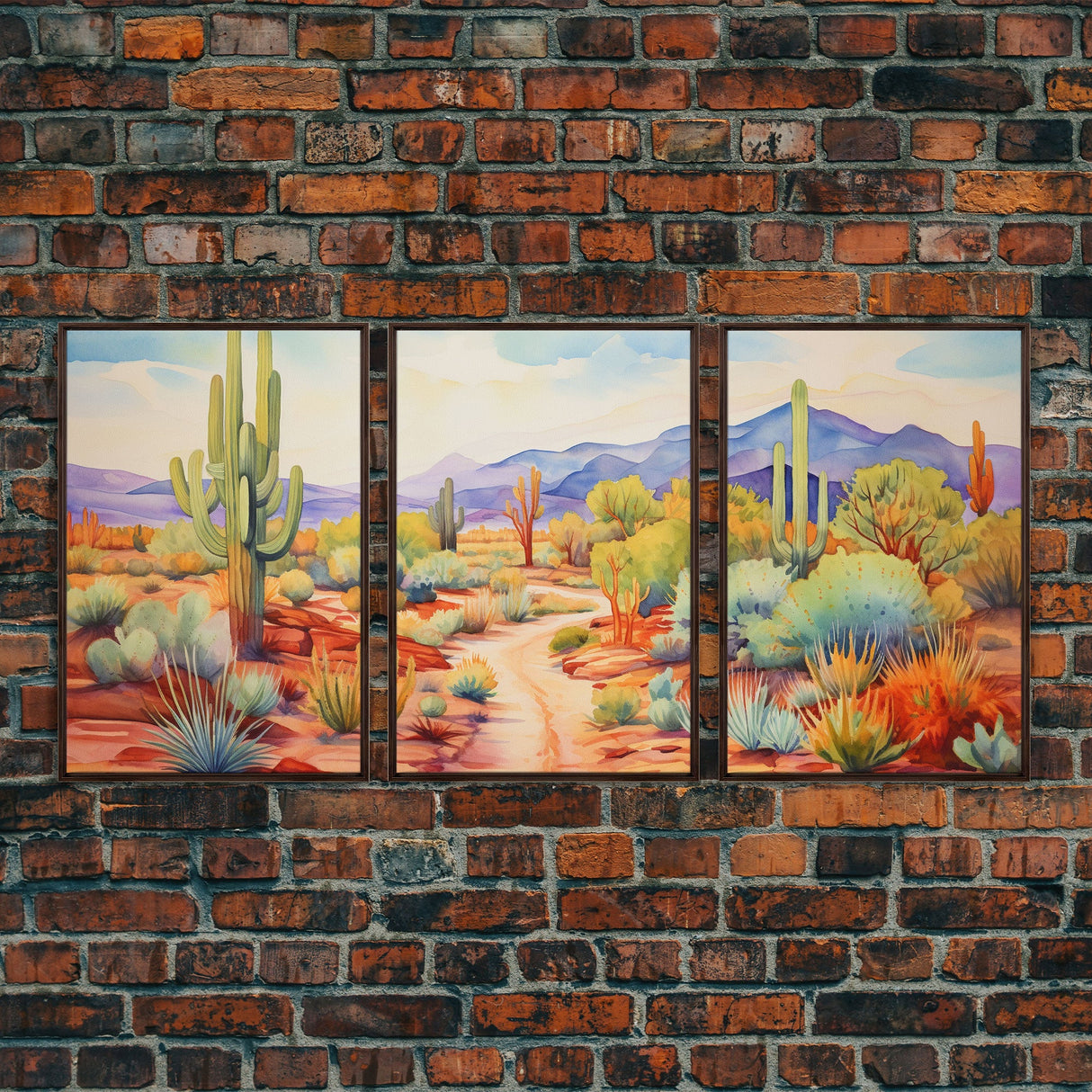 Southwestern Desert Landscape 3 Piece Canvas Prints, Painting, Minimalist Art, Decor, Wall Decor, Wallpaper, Midcentury Modern Western Decor