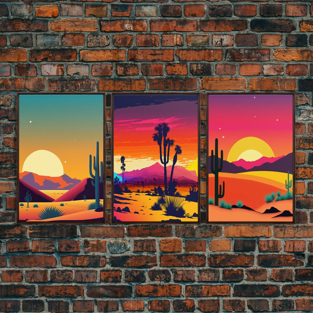 Desert Canvas Prints, Nature Prints Wall Art Set, Framed Canvas Prints Wall Decor, 3 Piece Wall Art Set, Southwestern Decor, Trendy Art