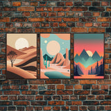 Set of 3 Desert Canvas Prints, Four Peaks Arizona Wall Art, 3 Piece Print Set, Arizona Desert, Boho Print, Modern Wall Art, Framed Canvas