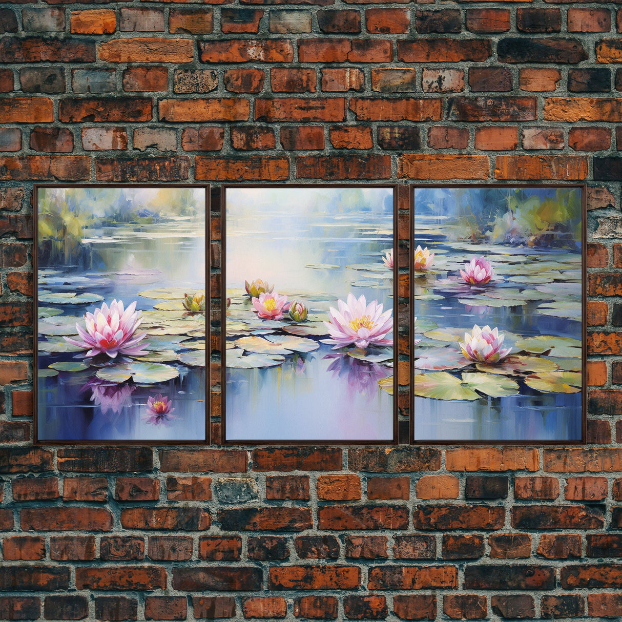 Lake Wall Art, Water Lily Art, Lotus Wall Print, Canvas Print, Wall Art, 3 Piece Wall Art, Home Wall Decor, Country Home Decor, Ranch Decor