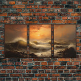 Beneath The Roaring Sea, Seascape Painting, 3 Piece Set, Framed Canvas Print, Cool Wall Art, Office Decor, Above Sofa Art