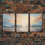 Beach Wall Art, Seascape Print, Sunset Wall Art, Canvas Print, Wall Art, 3 Piece Wall Art, Beach House Wall Decor, Home Office Art, RV Decor