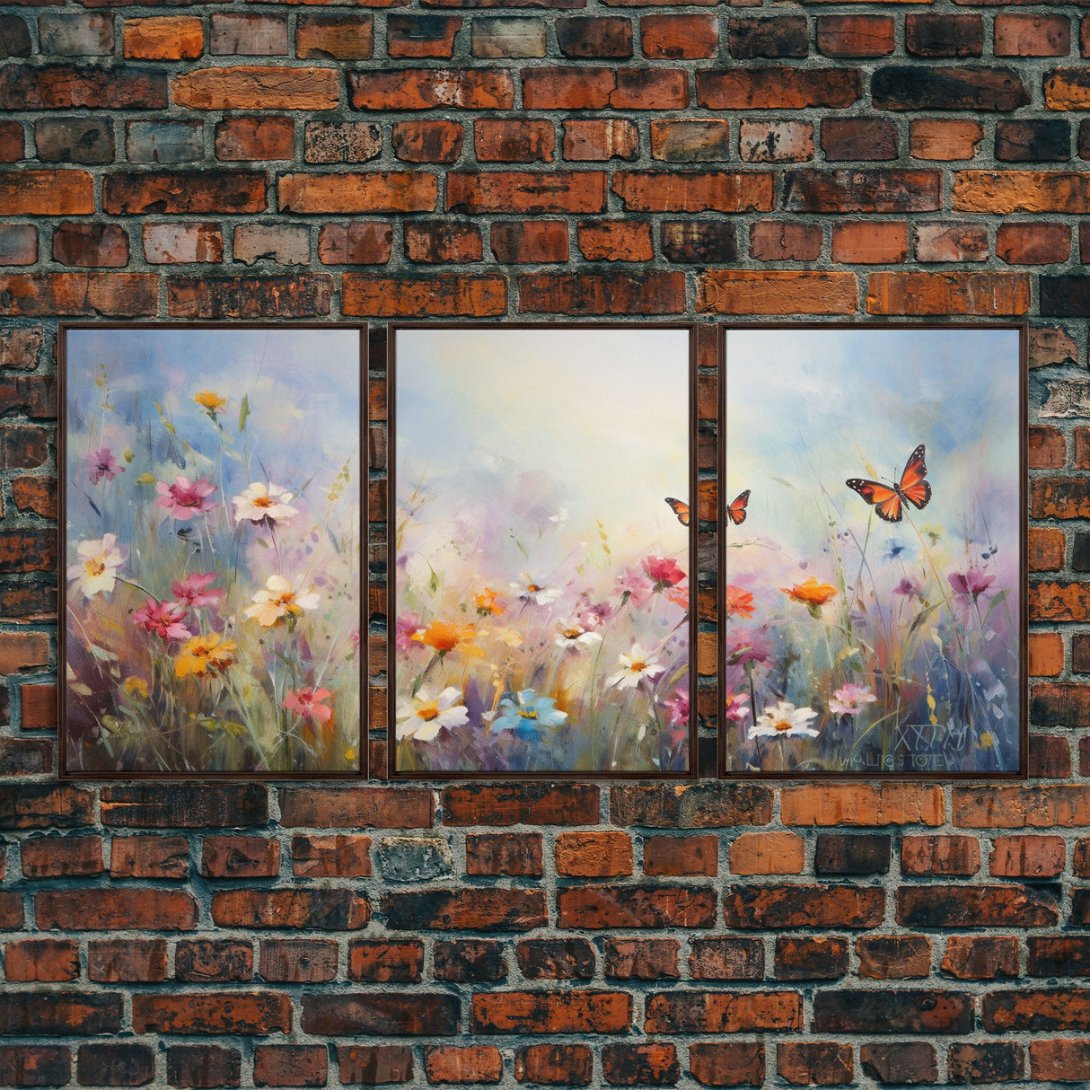 Flower Print, Wildflower Wall Art, Wildflower Meadow, Canvas Print, Set Of 3 Prints, Wall Art, 3 Piece Wall Art, Above Bed Art, Boho Print