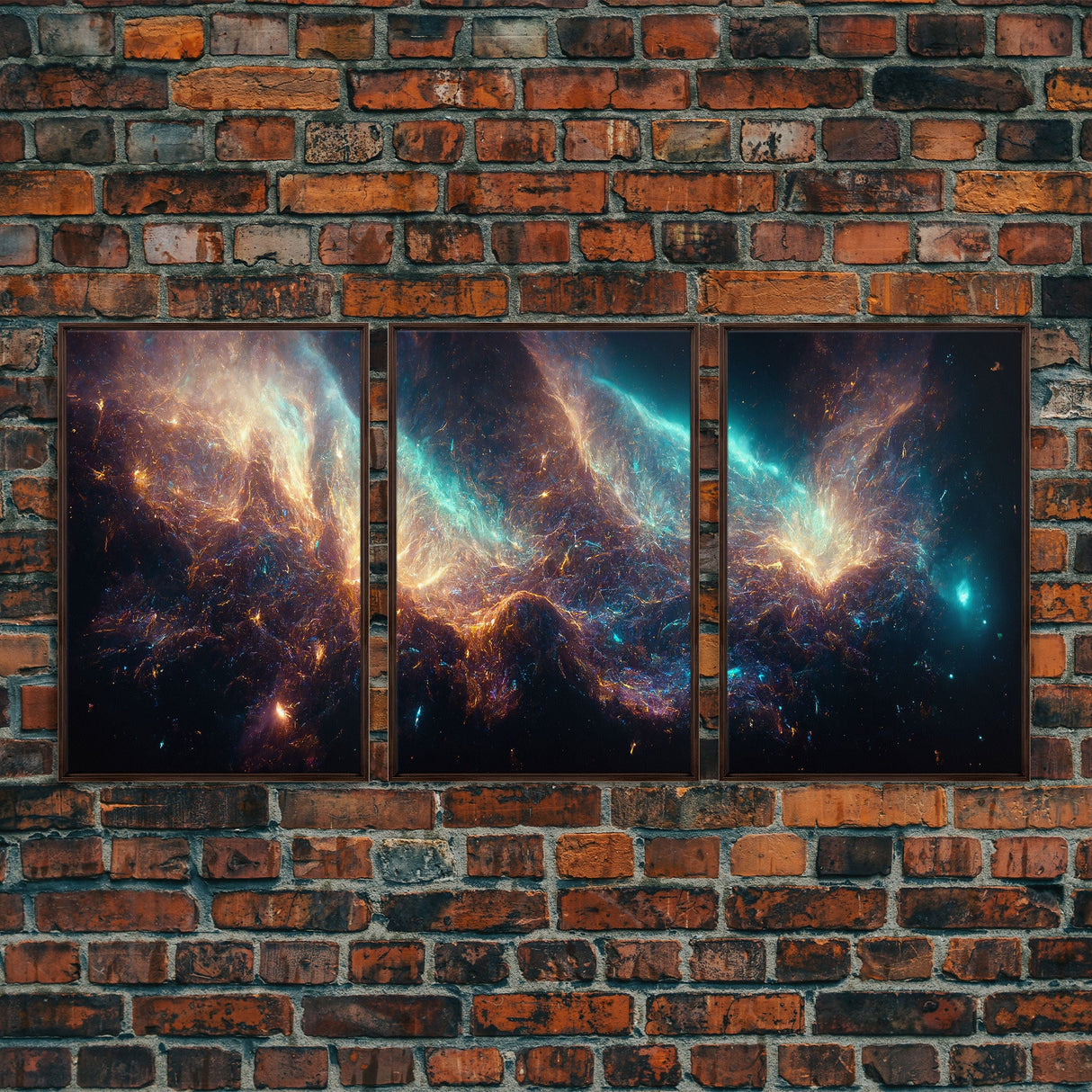 Galaxy of Stars, Scifi, String Theory, 3 Piece Wall Art, Ready To Hang Canvas Print, Cool Living Room Wall Art Decor