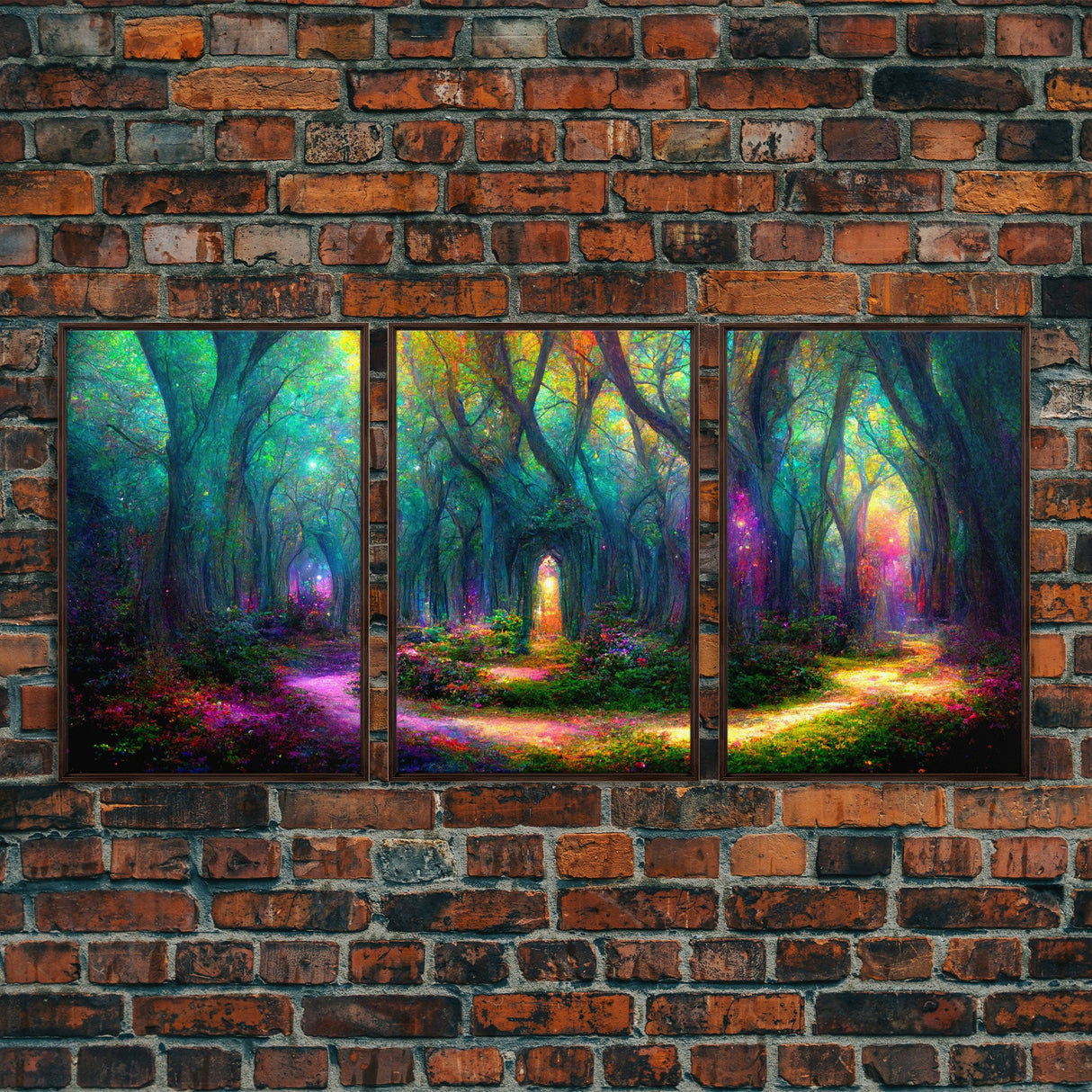 Fantasy wall art, canvas print, magical forest, fantasy landscape art, 3 Piece Wall Art, Ready To Hang Canvas Print