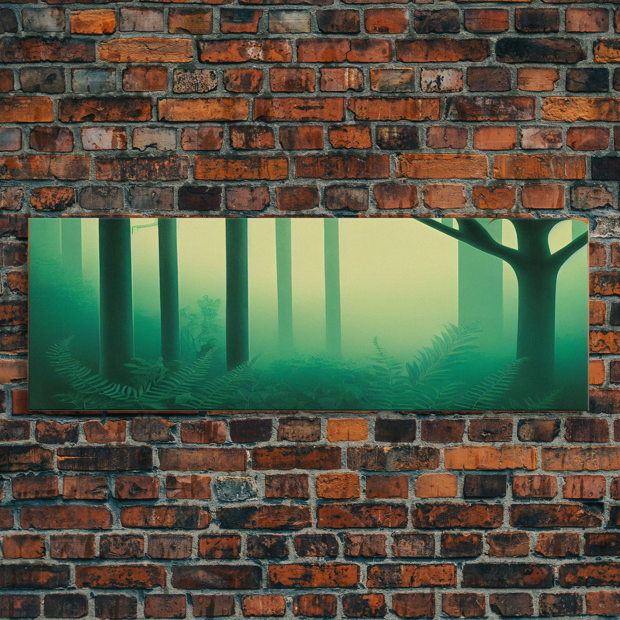 Emerald Green Forest Landscape, Panoramic Art, Framed Canvas, Framed Wall Art, Wall Art With Frame