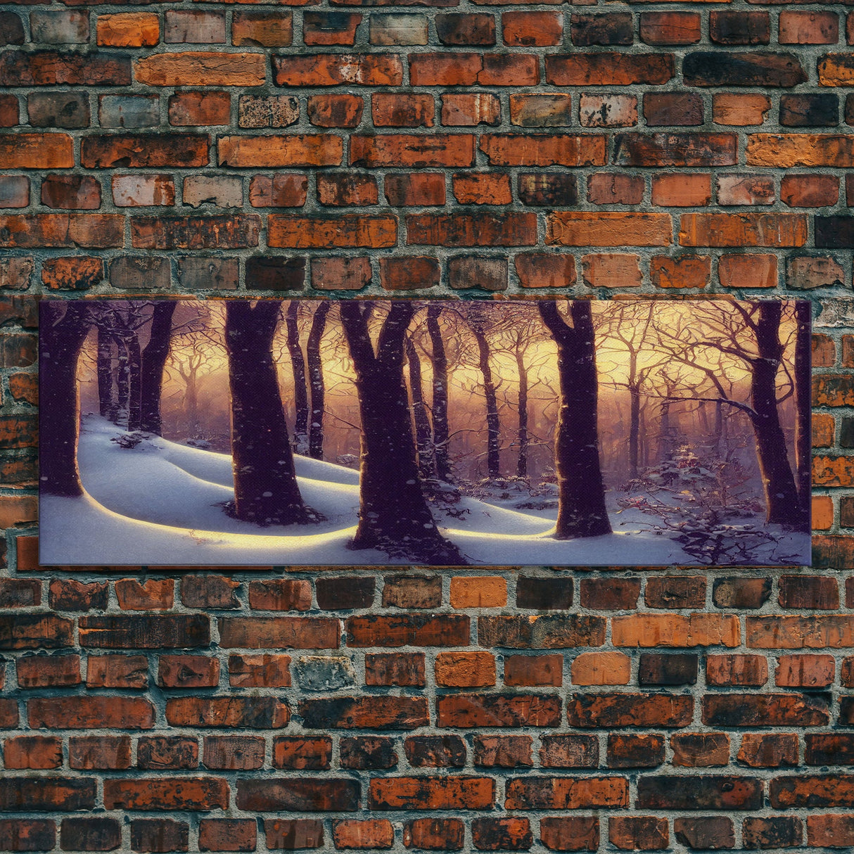 Snowcapped Forest Winter Scene, Ready To Hang Framed Canvas Print, Beautiful Panoramic Wall Decor Art