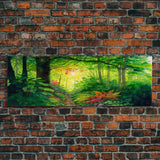 Panoramic Landscape Canvas Print - Tropical Jungle Watercolor Paintings for Living Room, Bedroom