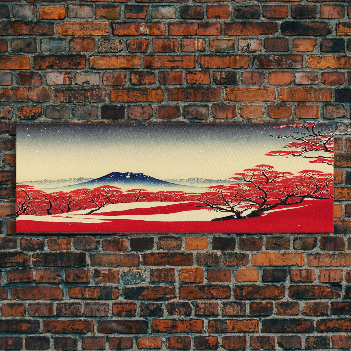 Mt. Fuji Panoramic Art, Framed Canvas Print, Japanese Style Art, Japanese Traditional Art, Wall Art Japanese, Japanese Art Print Canvas