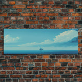 Just You, Me, and the Sea -  Nautical Art - Sail Boat on the Open Ocean - Framed Canvas Print - Panoramic Art - Ultra Wide Art