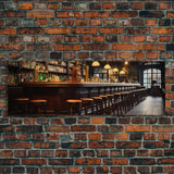 Panoramic Bar Wall Art, Vintage 19th Century Bar Wall Art, Framed Canvas Print, Bar Cart Art, Bar Wall Art, Bar Art Prints, Antique Bar Art