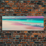 Panoramic Beach Sunset Framed Canvas Print - Perfect for Living Room, Bedroom, or Office Decor | Framed Wall Art, Blue Ocean and Sunset