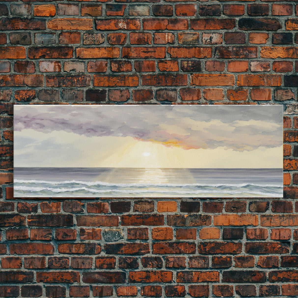 Panoramic Ocean Beach canvas prints Sea landscape Nautical photo Coastal canvas print Sea wave canvas Extra large wall art  Ready to hang