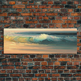 Panoramic Ocean Beach canvas prints Sea landscape Nautical photo Coastal canvas print Sea wave canvas Extra large wall art  Ready to hang