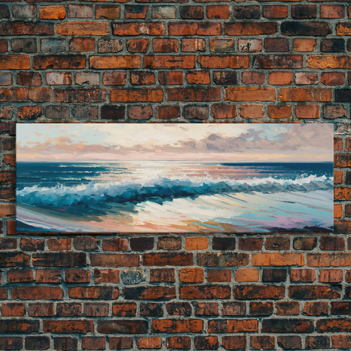 Panoramic Ocean Beach canvas prints Sea landscape Nautical photo Coastal canvas print Sea wave canvas Extra large wall art  Ready to hang