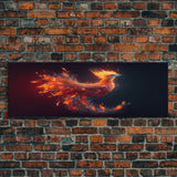 Panoramic Canvas Print Of "The Phoenix" - Rebirth Art - Framed Canvas Art - Framed Wall Art - Incredibly Beautiful Phoenix Decor