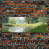 Large Abstract Landscape Wall Art Print, Lake, River, Pond, Trees, Wall Decor, Large Canvas Art Print, Panoramic, Wall Art, Canvas Print