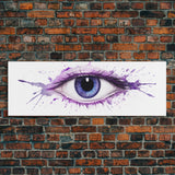 Violet Eye Wall Art Print, Eye Art, Watercolor Canvas Print, Large Canvas Print, Bedroom Art Print, Panoramic, Wall Art, Canvas Print