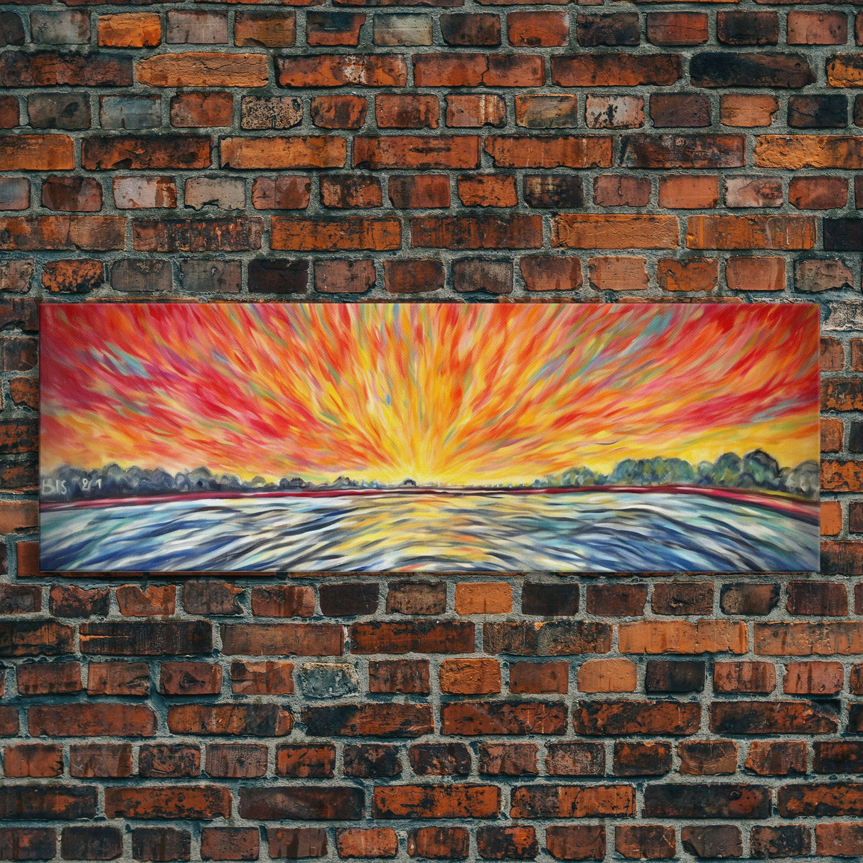 Abstract Beach Wall Art, Colorful Abstract Nature, Framed Abstract Print Art, Sunset, Beach, Vibrant Art, Panoramic, Wall Art, Canvas Print