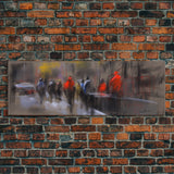 Abstract People On Street Canvas Print, Abstract Urban Art, Vibrant Art, Line Art City Wall Decor, Panoramic, Wall Art, Canvas Print