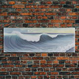 Ocean Waves Wall Art Canvas Print, Minimalist Ocean Art, Seascape Wall Decor, Green Ocean Wall Art, Panoramic, Wall Art, Canvas Print