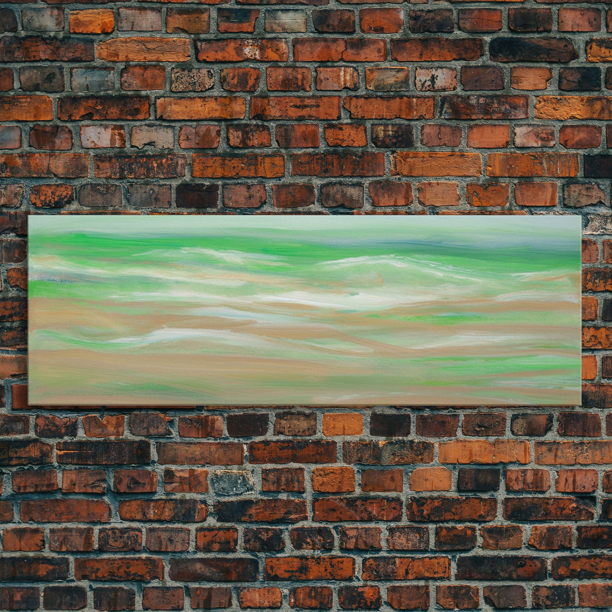 Abstract Green Ocean Wall Art Canvas Print, Minimalist Ocean Art, Seascape Wall Decor, Wall Art, Panoramic, Wall Art, Canvas Print