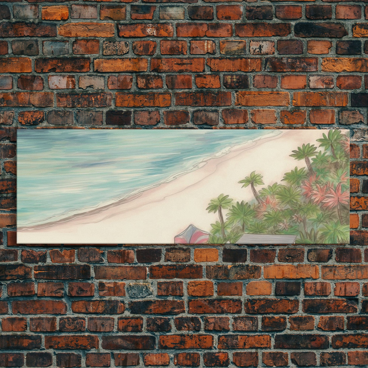 Beach Scene Art Canvas Print, Seashore, Seascape, Canvas Beach Wall Art, Tropical Beach, Waves Wall Art, Panoramic, Wall Art, Canvas Print