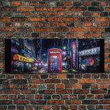 Asian Steet Wall Art, Telephone Booth Art Print, Abstract Canvas Print, Framed Canvas Print, Wall Decor, Panoramic, Wall Art, Canvas Print