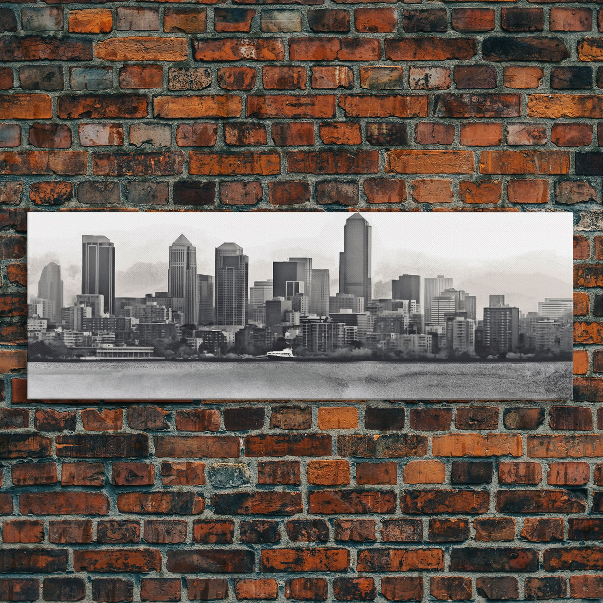 Cityscape Wall Art, City Skyline Wall Art, Black And White Large Art Print, Wall Decor, Framed Canvas, Panoramic, Wall Art, Canvas Print