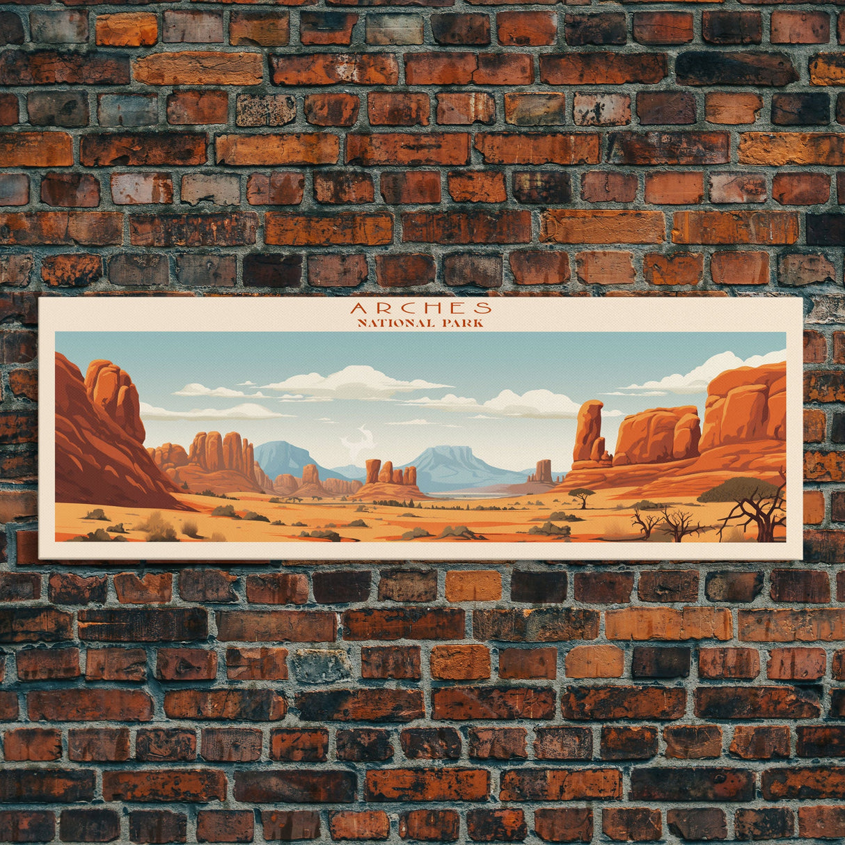 Arches National Park, Panoramic Utah Travel Art, National Park Print, Minimalist Travel Art, Midcentury Modern Style Landscape