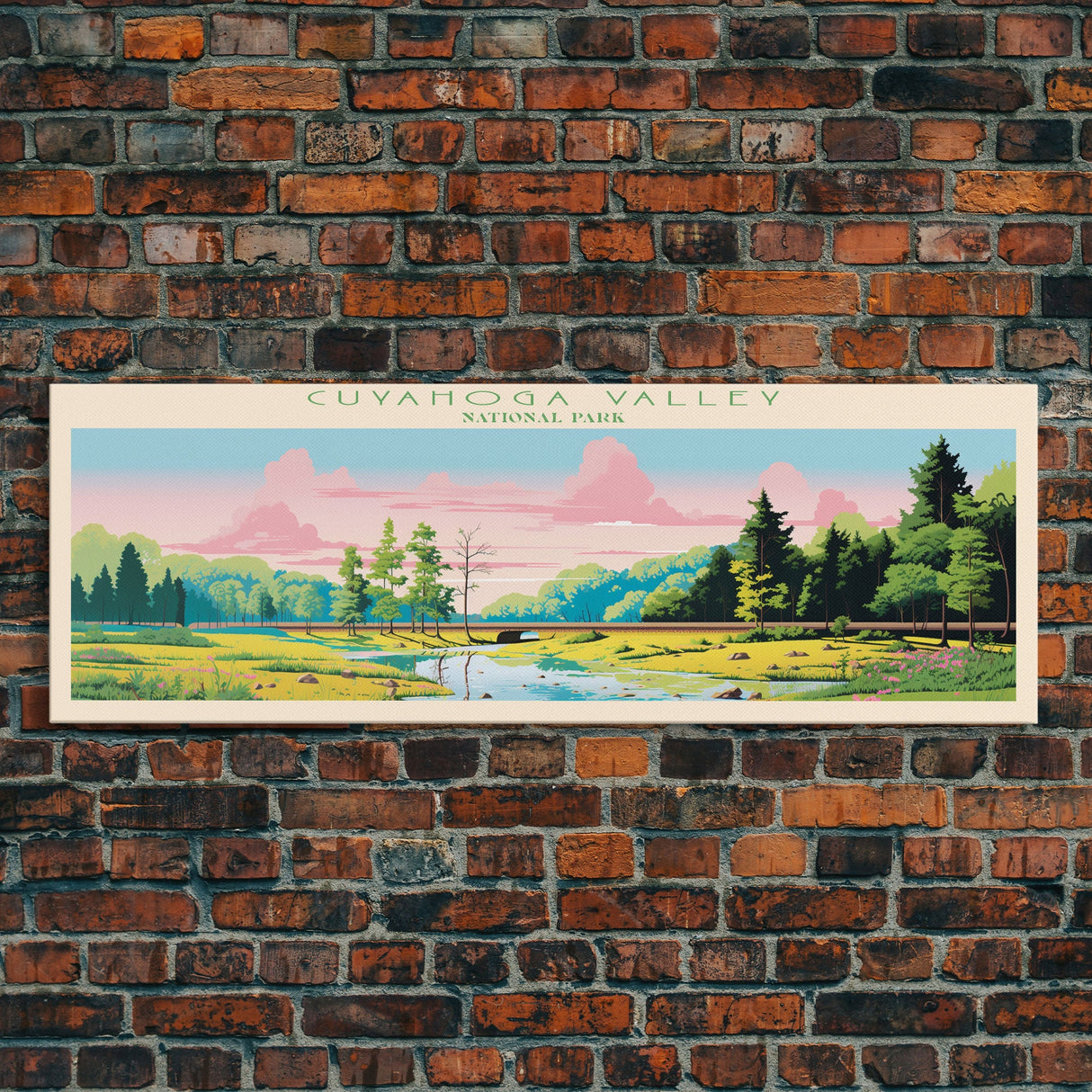 Cuyahoga Valley National Park, Panoramic Ohio Travel Art, National Park Print, Minimalist Travel Art, Midcentury Modern Style Landscape