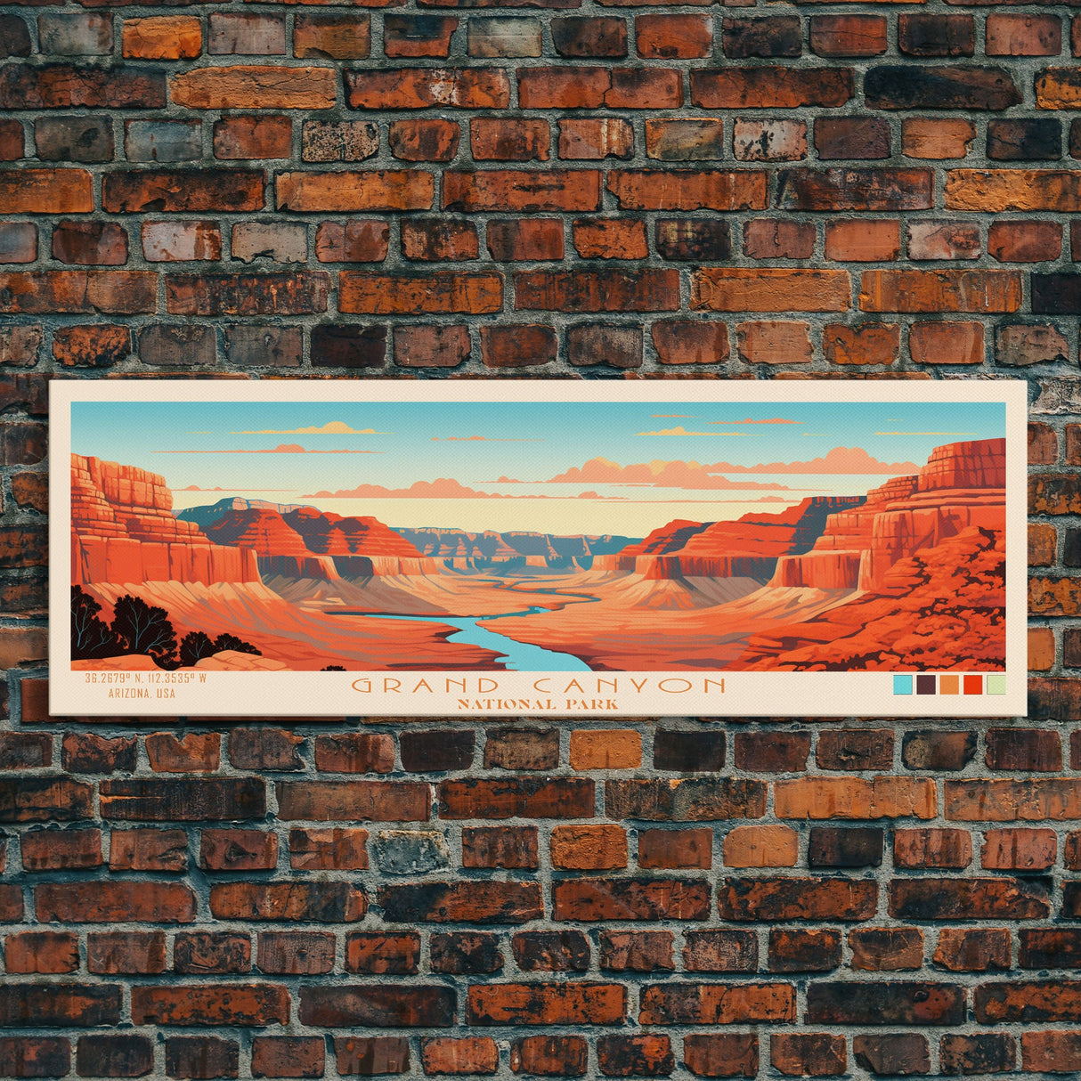 Grand Canyon National Park, Panoramic Arizona Travel Art, National Park Print, Minimalist Travel Art, Midcentury Modern Style Landscape