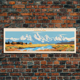 Grand Teton National Park, Panoramic Wyoming Travel Art, National Park Print, Minimalist Travel Art, Midcentury Modern Style Landscape