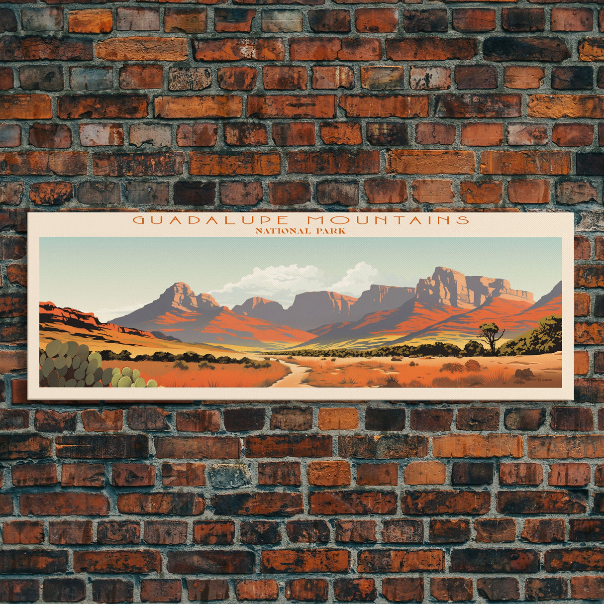 Guadalupe Mountains National Park, Panoramic Texas Travel Art, National Park Print, Minimalist Travel Art, Midcentury Modern Style Landscape