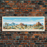 Joshua Tree National Park, Panoramic California Travel Art, National Park Print, Minimalist Travel Art, Midcentury Modern Style Landscape