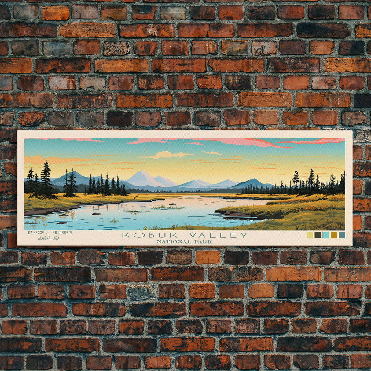 Kobuk Valley National Park, Panoramic Alaska Travel Art, National Park Print, Minimalist Travel Art, Midcentury Modern Style Landscape