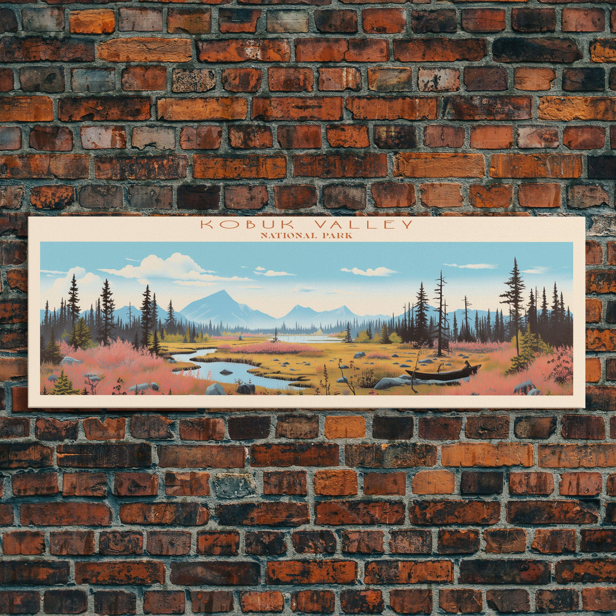 Kobuk Valley National Park, Panoramic Alaska Travel Art, National Park Print, Minimalist Travel Art, Midcentury Modern Style Landscape