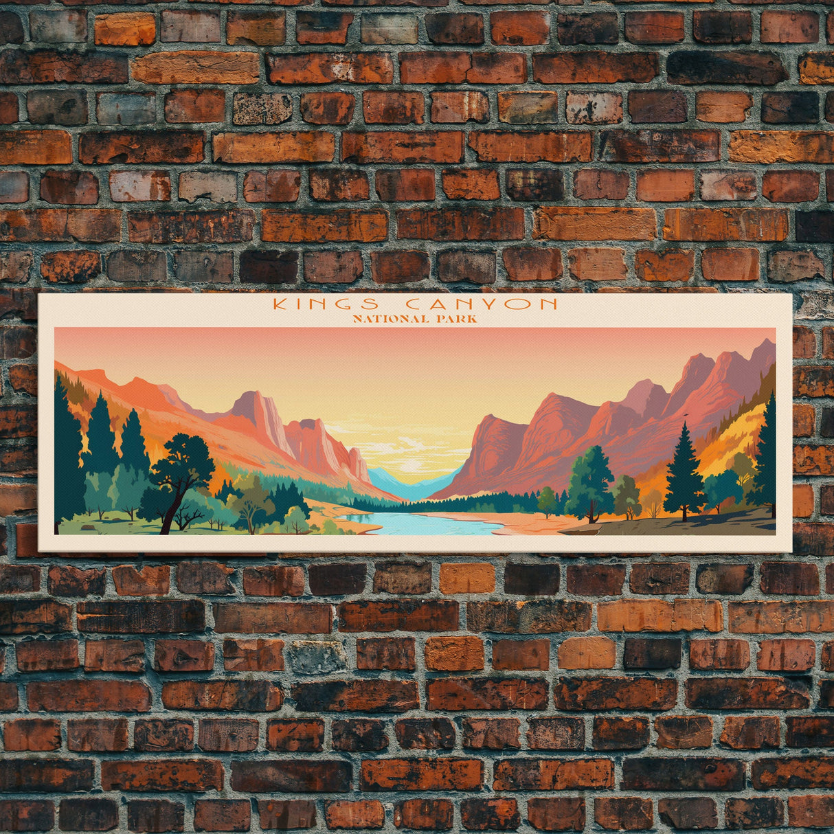 Kings Canyon National Park, Panoramic California Travel Art, National Park Print, Minimalist Travel Art, Midcentury Modern Style Landscape